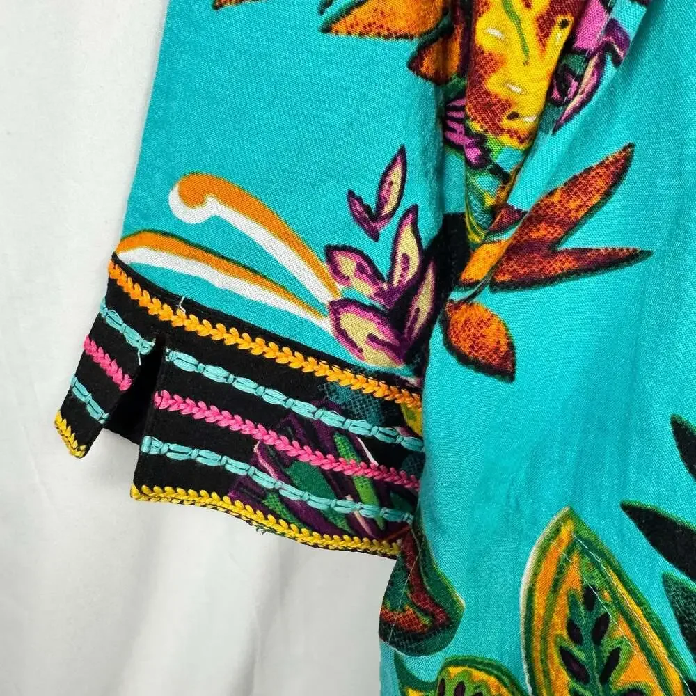 John Mark Floral Embroidered V-Neck Tunic Shift Dress Size M - Picture 2 of 9